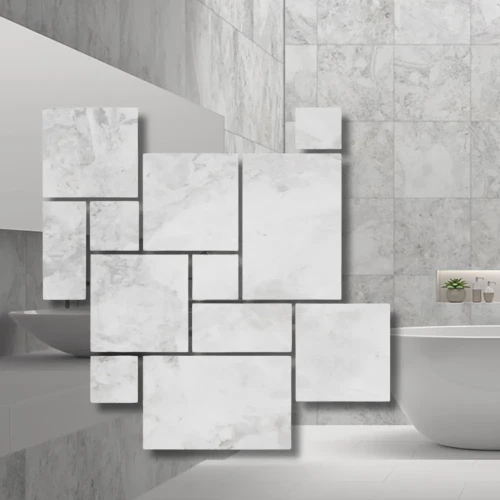 Płytka marmurowa 12 mm Carrara Royal Satynowa Matowa Modularna 1kpl=0,742m2 | Komplet Rzymski