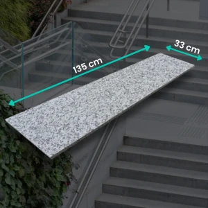 Stopnica granitowa szara płomieniowana G602 135x33x2 Bianco Sardo  1.webp
