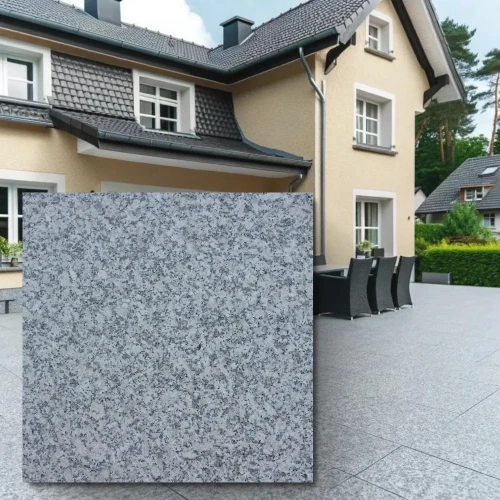 Płytka Granitowa Szara Płomieniowana G602 Bianco Sardo 40x40x1,4 cm