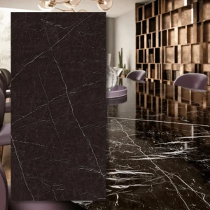 Spiek kwarcowy Nero Marquina Polerowany 324x162x1,2 cm