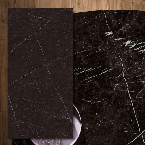 Spiek kwarcowy Nero Marquina Silk 320x160x0,6 cm