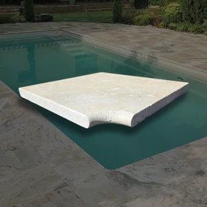 Trawertyn 3 cm Kamień Brzegowy narożnik Ivory 40,6x61 | Obrzeża do basenu Bullnose