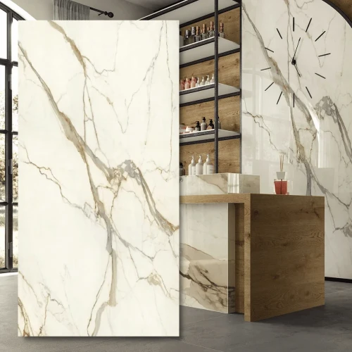 Spiek kwarcowy Calacatta Imperiale Polerowany 324x162x1,2 cm