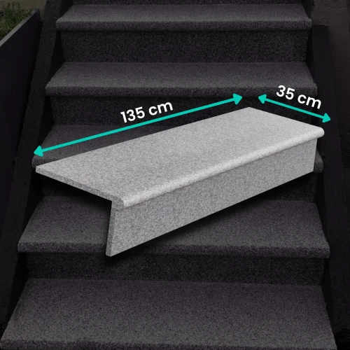 Zestaw Stopnica - Stopień + podstopień granitowy G664 Bullnose 135x35x2+2 Bullnose