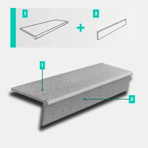 Zestaw Stopnica - Stopień + Podstopień Granitowy G664 New 100x35x2 / 100x15x2 Bullnose