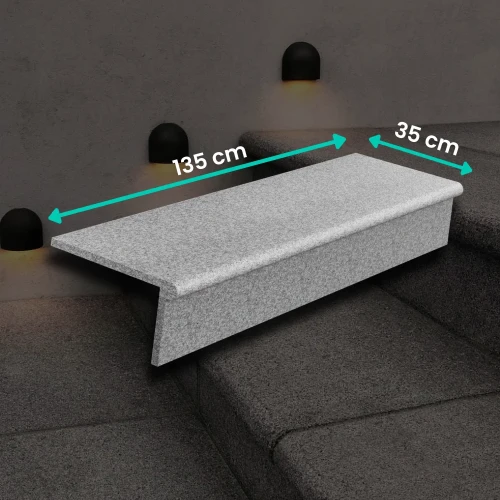 Zestaw Stopnica - Stopień + Podstopień Granitowy G664 New 135x35x2 / 135x15x2 Bullnose