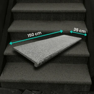 Žula G654 New Dark Grey Schod 150x35x2 cm Plamenovaný Bullnose Schodnice