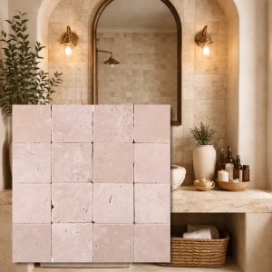 Trawertyn Light Bębnowany 10x10x1 cm