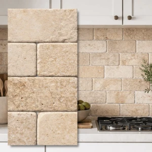 Dekorativní kámen travertin Light bubnováný 7,5 × 15 × 1 cm