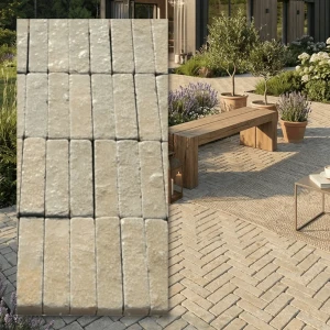 Vápenec Tandur Yellow Dlažební kostka Bubenovaná 5x20x5 cm PŘEDPRODEJ! (1)