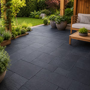 Kadappa Black Limestone Drumbed French Pattern 1 sada = 0,742 m2 | Římský set