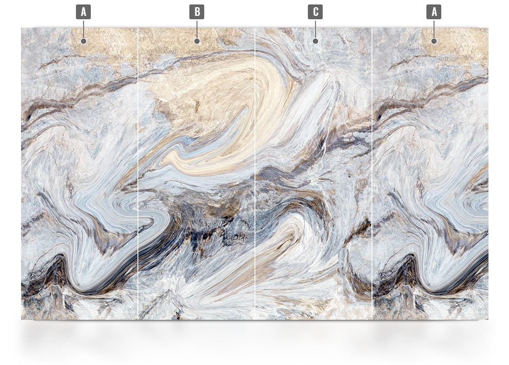 Vzor modrého umění na celé stěně